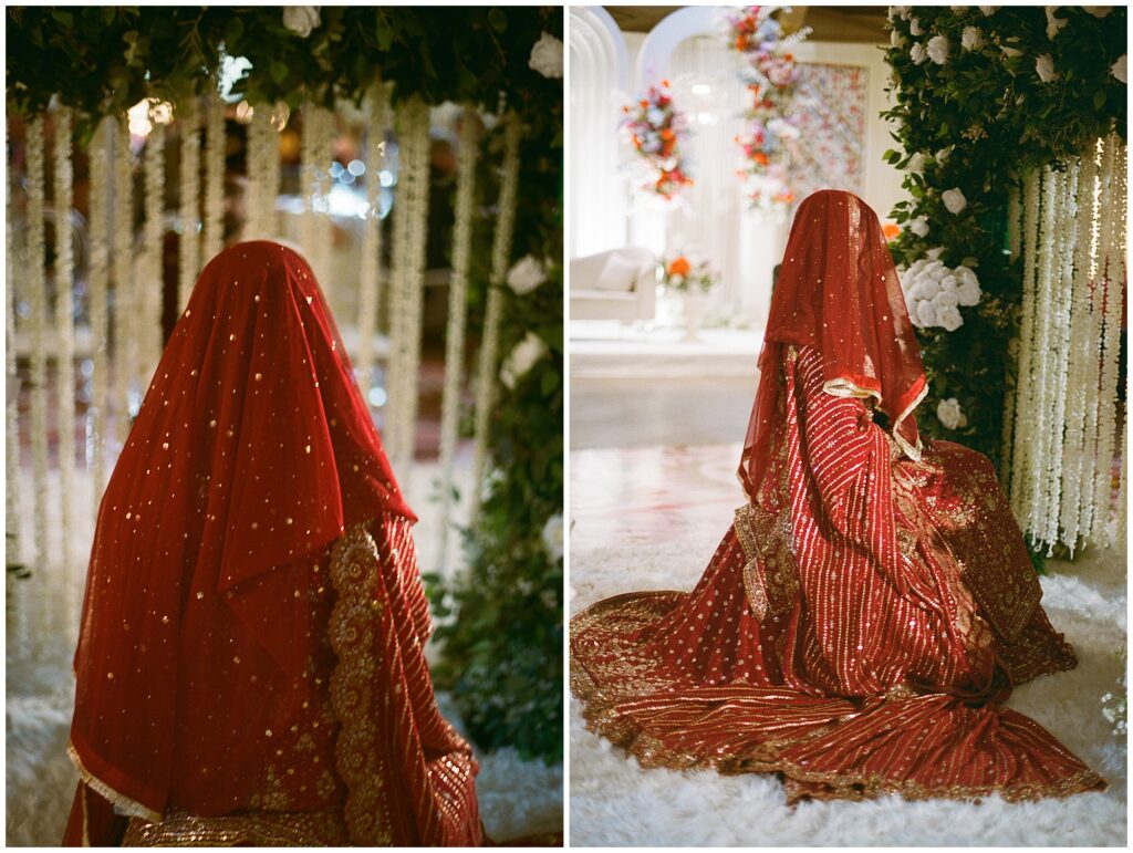 Muslim couple at their nikah and shaadi wedding photographed on film at The Oakville Legacy Banquet Hall in Oakville, Ontario.