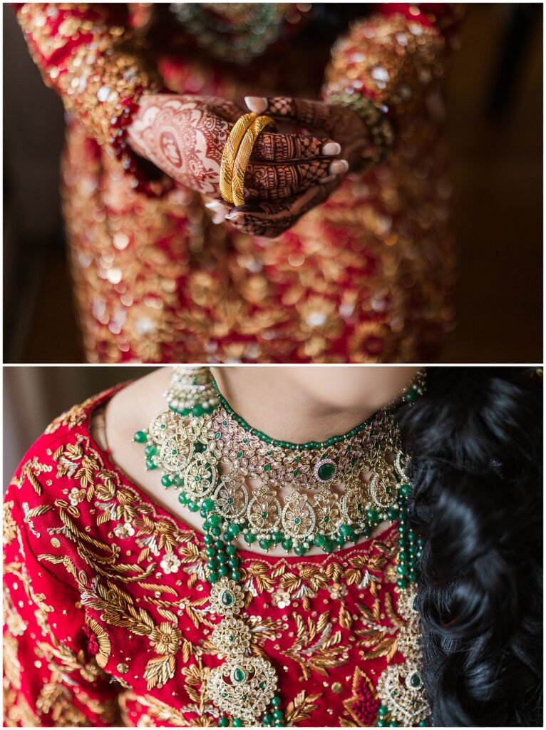 Detail shot of the accessories of a Pakistani bride