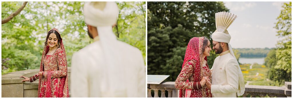 Pakistani couple portraits at The Gardens at New Fields in Indiana