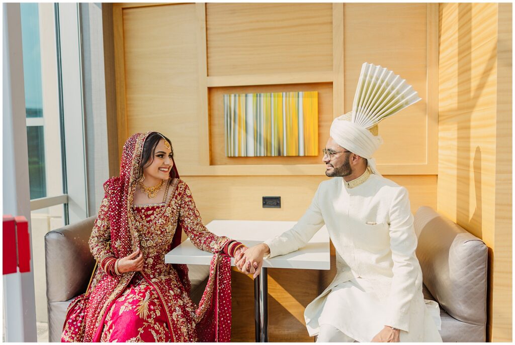 Pakistani bride and groomnbefore nikkah and baraat Indiana