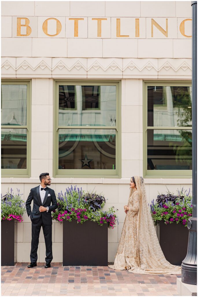 Pakistani bride and groom portraits Indiana war memorial Indianapolis Indiana wedding photography