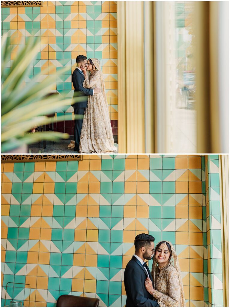 Pakistani bride and groom portraits Bottleworks District Indianapolis Indiana wedding photography