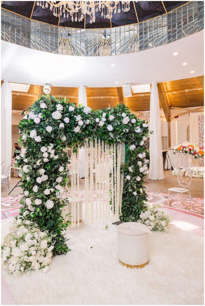 Decor details of Pakistani nikkah in oakville at oakville legacy banquet