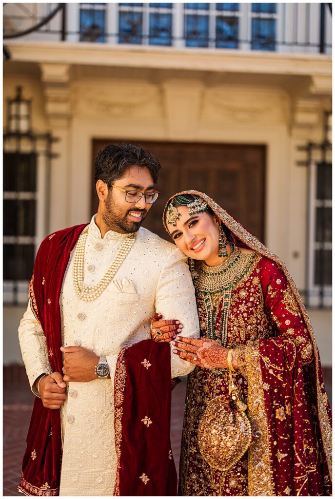 Pakistani wedding photographer couple portraits taken at the Montalvo Arts Center California