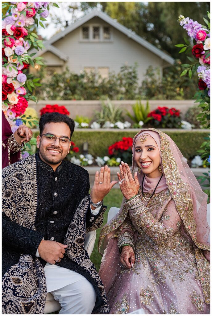 A Pakistani couple at their outdoor nikkah in LA